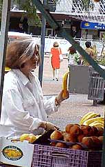 Linda at Fruit Stand